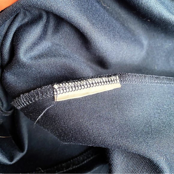 💙 CAMAIEU NAVY BLACK FAUX LEATHER TRIM CAPRI SLEEVE DRESS! - Picture 12 of 12